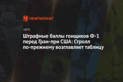 Фернандо Алонсо - Мик Шумахер - Даниэль Риккардо - Штрафные баллы гонщиков Ф-1 перед Гран-при США: Стролл по-прежнему возглавляет таблицу - championat.com - США - Турция