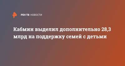 Михаил Мишустин - Кабмин выделил дополнительно 28,3 млрд на поддержку семей с детьми - ren.tv - Россия
