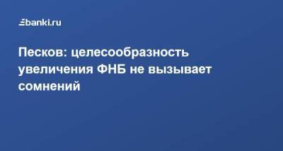 Владимир Путин - Дмитрий Песков - Песков: целесообразность увеличения ФНБ не вызывает сомнений - smartmoney.one - Россия