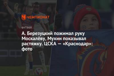 Дмитрий Жвакин - Виктор Гончаренко - Игорь Дивеев - Владимир Москалев - Владимир Сельдяков - А. Березуцкий пожимал руку Москалёву, Мухин показывал растяжку. ЦСКА — «Краснодар»: фото - championat.com - Москва - Санкт-Петербург - Краснодар - Воронеж