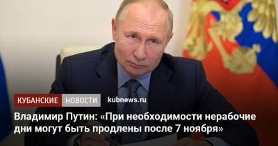 Владимир Путин - Татьяна Голикова - Владимир Путин: «При необходимости нерабочие дни могут быть продлены после 7 ноября» - kubnews.ru - Россия - Краснодарский край
