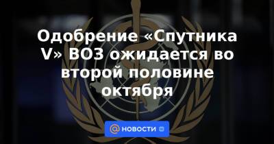 Михаил Мурашко - Одобрение «Спутника V» ВОЗ ожидается во второй половине октября - news.mail.ru - Россия - Женева