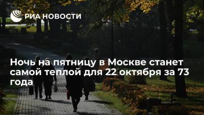 Евгений Тишковец - Ночь на пятницу в Москве станет самой теплой для 22 октября за 73 года, ожидается плюс 11 - ria.ru - Москва - Россия - Московская обл.