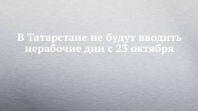Рустам Минниханов - В Татарстане не будут вводить нерабочие дни с 23 октября - chelny-izvest.ru - Россия - респ. Татарстан