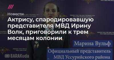 Ирина Волк - Актрису, спародировавшую представителя МВД Ирину Волк, приговорили к трем месяцам колонии - tvrain.ru - Россия