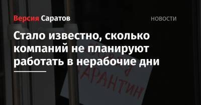 Владимир Путин - Татьяна Голикова - Стало известно, сколько компаний не планируют работать в нерабочие дни - nversia.ru - Россия - Саратовская обл.