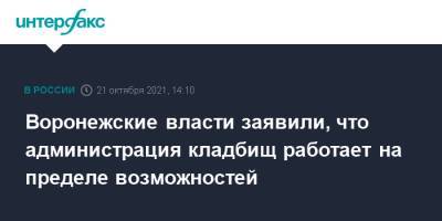 Воронежские власти заявили, что администрация кладбищ работает на пределе возможностей - interfax.ru - Москва - Воронеж - Воронежская обл.