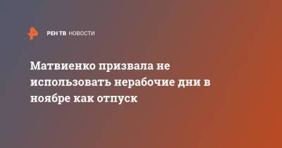 Владимир Путин - Валентина Матвиенко - Матвиенко призвала не использовать нерабочие дни в ноябре как отпуск - ren.tv - Россия