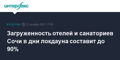Алексей Копайгородский - Загруженность отелей и санаториев Сочи в дни локдауна составит до 90% - interfax.ru - Москва - Россия - Сочи