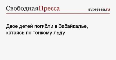 Двое детей погибли в Забайкалье, катаясь по тонкому льду - svpressa.ru - Забайкальский край