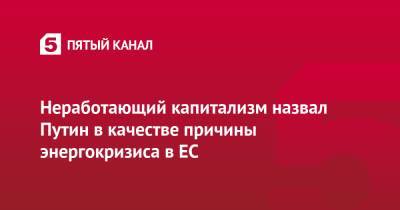 Владимир Путин - Неработающий капитализм назвал Путин в качестве причины энергокризиса в ЕС - 5-tv.ru - Россия - Европа