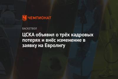 Никола Милутинов - ЦСКА объявил о трёх кадровых потерях и внёс изменение в заявку на Евролигу - championat.com - Кипр