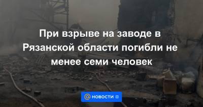 При взрыве на заводе в Рязанской области погибли не менее семи человек - news.mail.ru - Рязанская обл. - Рязань - район Шиловский