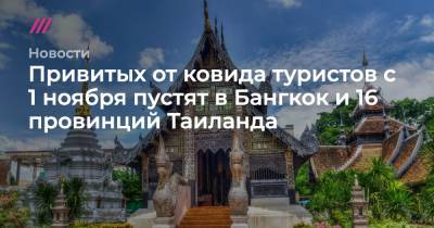 Привитых от ковида туристов с 1 ноября пустят в Бангкок и 16 провинций Таиланда - tvrain.ru - Россия - Таиланд - Бангкок