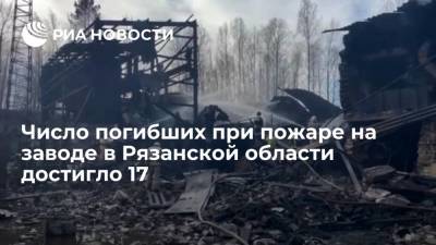 Число погибших при взрыве и пожаре на заводе в Рязанской области достигло 17 - ria.ru - Москва - Рязанская обл. - Рязань