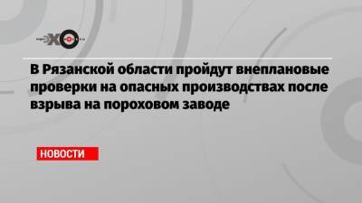 В Рязанской области пройдут внеплановые проверки на опасных производствах после взрыва на пороховом заводе - echo.msk.ru - Рязанская обл.