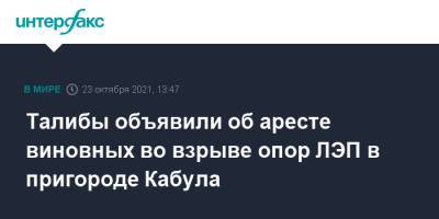 Талибы объявили об аресте виновных во взрыве опор ЛЭП в пригороде Кабула - interfax.ru - Москва - Россия - Афганистан - Кабул