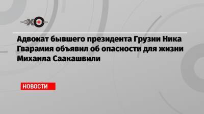Михаил Саакашвили - Ника Гварамия - Адвокат бывшего президента Грузии Ника Гварамия объявил об опасности для жизни Михаила Саакашвили - echo.msk.ru - Грузия