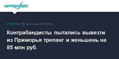 Контрабандисты пытались вывезти из Приморья трепанг и женьшень на 85 млн руб. - interfax.ru - Москва - Китай - Приморье край