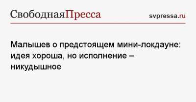 Николай Малышев - Малышев о предстоящем мини-локдауне: идея хороша, но исполнение — никудышное - svpressa.ru