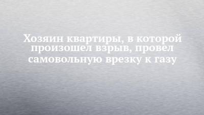 Хозяин квартиры, в которой произошел взрыв, провел самовольную врезку к газу - chelny-izvest.ru