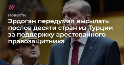Эрдоган передумал высылать послов десяти стран из Турции за поддержку арестованного правозащитника - tvrain.ru - Норвегия - США - Турция - Германия - Франция - Швеция - Финляндия - Канада - Дания - Новая Зеландия - Голландия