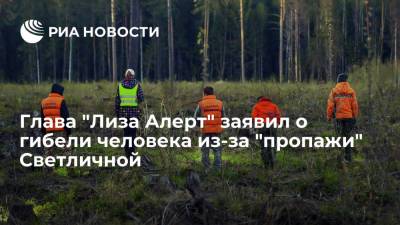 Александр Бастрыкин - Светлана Светличная - Глава "Лиза Алерт" Сергеев: волонтеры не успели спасти человека из-за поисков Светличной - ria.ru - Москва