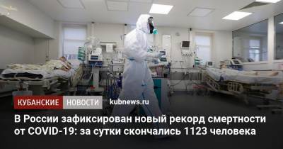 В России зафиксирован новый рекорд смертности от COVID-19: за сутки скончались 1123 человека - kubnews.ru - Москва - Россия - Санкт-Петербург - Краснодарский край - Московская обл.