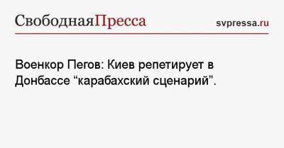 Семен Пегов - Военкор Пегов: Киев репетирует в Донбассе «карабахский сценарий». - svpressa.ru - Украина - Киев