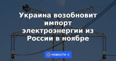 Украина возобновит импорт электроэнергии из России в ноябре - news.mail.ru - Россия - Украина - Белоруссия