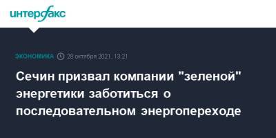 Игорь Сечин - Сечин призвал компании "зеленой" энергетики заботиться о последовательном энергопереходе - interfax.ru - Москва