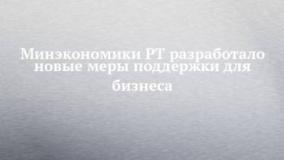 Минэкономики РТ разработало новые меры поддержки для бизнеса - chelny-izvest.ru