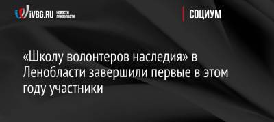 «Школу волонтеров наследия» в Ленобласти завершили первые в этом году участники - ivbg.ru - Украина - Ленинградская обл. - Санкт-Петербург