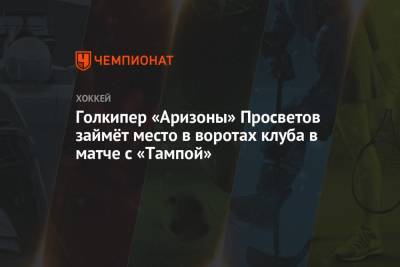 Бэй Лайтнинг - Голкипер «Аризоны» Просветов займёт место в воротах клуба в матче с «Тампой» - championat.com - Россия - США - шт. Аризона
