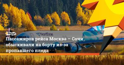 Пассажиров рейса Москва – Сочи обыскивали на борту из-за пропавшего пледа - ridus.ru - Москва - Сочи