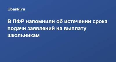 В ПФР напомнили об истечении срока подачи заявлений на выплату школьникам - smartmoney.one - Россия - Ленинградская обл. - Санкт-Петербург