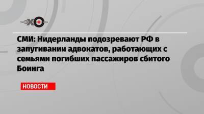 СМИ: Нидерланды подозревают РФ в запугивании адвокатов, работающих с семьями погибших пассажиров сбитого Боинга - echo.msk.ru - Россия - Голландия