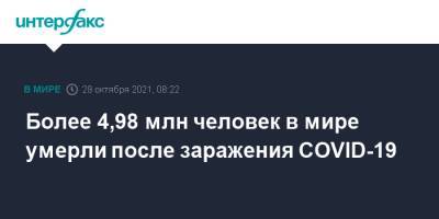 Джонс Хопкинс - Более 4,98 млн человек в мире умерли после заражения COVID-19 - interfax.ru - Москва - США - Бразилия - Индия