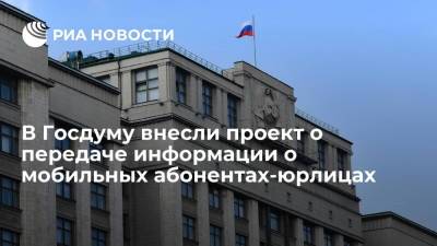 В Госдуму внесли проект, разрешающий передачу информации о мобильных абонентах-юрлицах - ria.ru - Москва - Россия