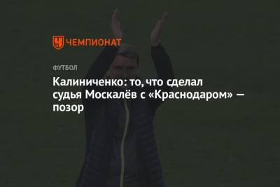 Максим Калиниченко - Калиниченко: то, что сделал судья Москалёв с «Краснодаром» — позор - championat.com - Краснодар