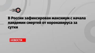 В России зафиксирован максимум с начала пандемии смертей от коронавируса за сутки - echo.msk.ru - Москва - Россия