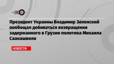 Владимир Зеленский - Михаил Саакашвили - Президент Украины Владимир Зеленский пообещал добиваться возвращения задержанного в Грузии политика Михаила Саакашвили - echo.msk.ru - Украина - Грузия
