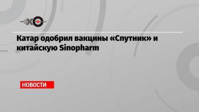 Катар одобрил вакцины «Спутник» и китайскую Sinopharm - echo.msk.ru - Катар