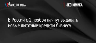 Михаил Мишустин - В России с 1 ноября начнут выдавать новые льготные кредиты бизнесу - ivbg.ru - Россия - Украина