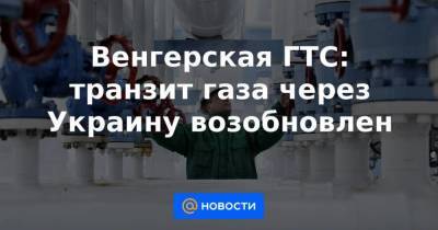 Венгерская ГТС: транзит газа через Украину возобновлен - smartmoney.one - Россия - Украина - Венгрия