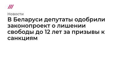 В Беларуси депутаты одобрили законопроект о лишении свободы до 12 лет за призывы к санкциям - tvrain.ru - Белоруссия