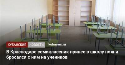 В Краснодаре семиклассник принес в школу нож и бросался с ним на учеников - kubnews.ru - Краснодарский край - Краснодар