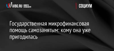 Государственная микрофинансовая помощь самозанятым: кому она уже пригодилась - ivbg.ru - Россия - Украина - Россияне
