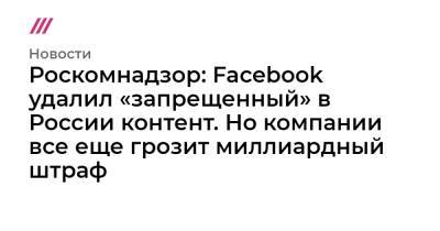 Екатерина Мизулина - Роскомнадзор: Facebook удалил «запрещенный» в России контент. Но компании все еще грозит миллиардный штраф - tvrain.ru - Россия