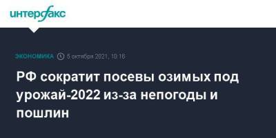 РФ сократит посевы озимых под урожай-2022 из-за непогоды и пошлин - smartmoney.one - Москва - Россия